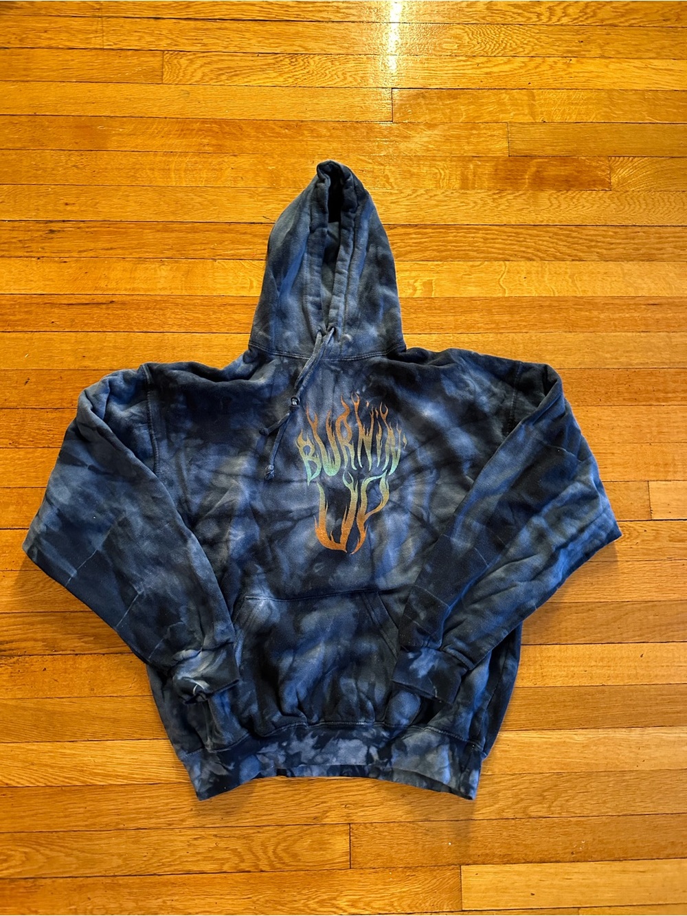 Jonas Brothers Hoodie Mens Medium Burnin' Up Tour Blue Tie-Dye Concert Colortone